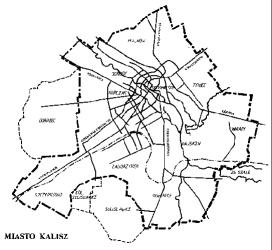 Na rysunku: Miasto Kalisz w obecnych granicach.